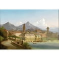 thumbnail image 2 of Johann Wilhelm Jankowsky 14x11 Gold Ornate Wood Frame and Double Matted Museum Art Print Titled - Riva on Lake Garda, 2 of 4