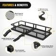 thumbnail image 4 of Nilight 60" x 24"x 7.87" Hitch Cargo Carrier & 5/8" Hitch Pin Clip Fits 2-inch Receiver 500 Lbs Heavy Duty Capacity Luggage Basket Hitch Fold Up for SUV Pickup Camping Traveling, 4 of 7