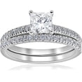 thumbnail image 1 of 1.90Ct Princess Cut Diamond Wedding Engagement Ring Set White Gold Lab Grown, 1 of 4