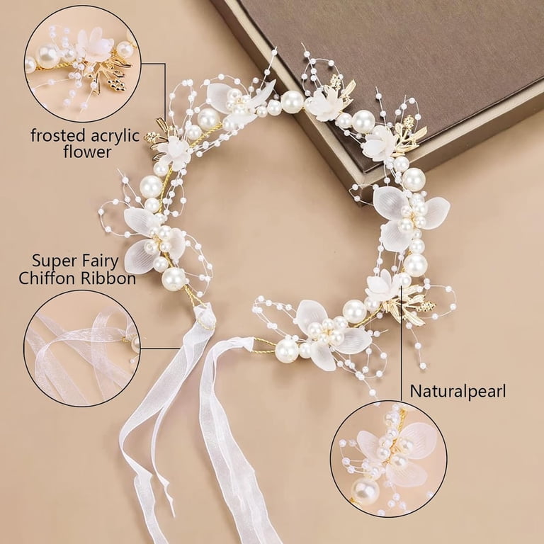 BGZLEU Flower Girl Headpiece，Pearl Bridal Headband， Flower  display picture 1