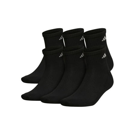 ADIDAS Mens 6 Pack Black Logo Casual Ankle Socks 12-15