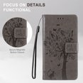 thumbnail image 3 of Compatible with iPhone 14 Pro Max Case Wallet Case with Kickstand Credit Card Holder Slots Cute Cat Butterfly & Tree Embossed Premium PU Leather Protective Phone Case with Wrist Strap,Gray, 3 of 9