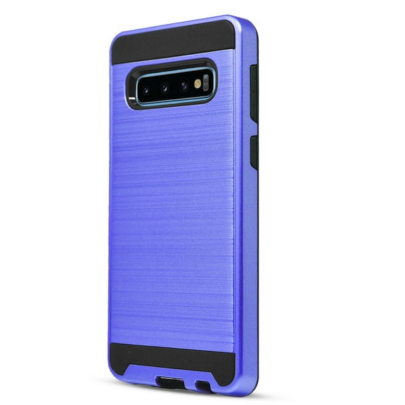 Samsung Galaxy S10 Case, 2-Piece Style Hybrid Shockproof Hard Case Cover with [Tempered Glass Screen Protector] Hybird Shockproof And Circlemalls Stylus Pen-Blue