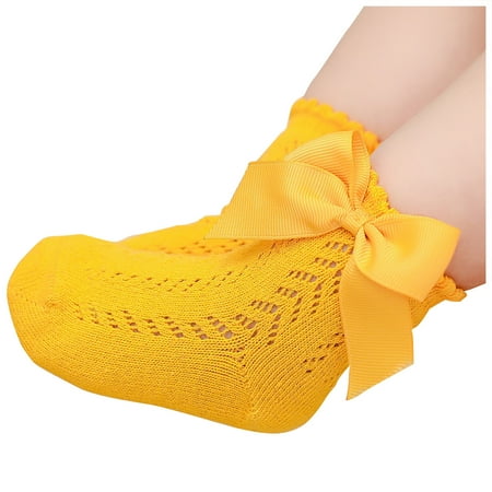 

QWERTYU Newborn Infant Toddler Baby Kids Children Child Girl Bow Socks Breathable Cotton Ankle Crew Socks 0-5Y