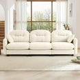 thumbnail image 3 of 107" Oversized Chenille Modular Sectional Sofa with High-Density Foam Cushion and Tufted Pleated Cushion Backrest, Upholstered Modern 3-Seater Cloud Couch with 2 Pillow, for Living Room, Beige, 3 of 7