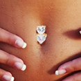 thumbnail image 4 of Visland Women Peach Hearts Body Piercing Belly Button Ring Dangle Drop Reverse Navel Bar, 4 of 7