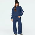 thumbnail image 5 of Bow Sweatpants Set for Women Bow Hoodie and Sweatpants Set for Women Bow Sweat Sets Sweat Set for Women Two Piece Bow Print Tracksuit Long Sleeve Hoodie Wide Leg Sweatpants 2 Piece Outfits, Navy-L, 5 of 6