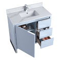 thumbnail image 4 of Fine Fixtures Opulence Collection 36 in. W x 18 in. D x 33 in. H Bathroom Vanity in Pastel Blue with White Carrara Sintered Stone Sink - Chrome hardware, 4 of 8