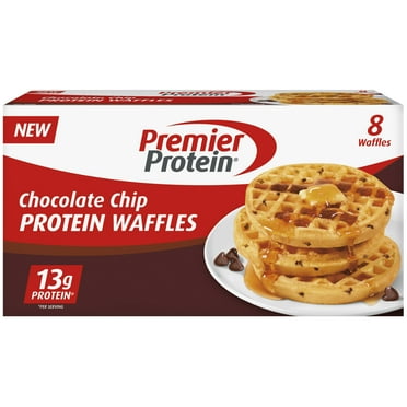 Premier Protein Frozen Chocolate Chip Protein Waffles, 9.87 oz Box, 8 Count