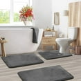 thumbnail image 4 of Semfri 3-Piece Bathroom Rug Set Velvet Memory Foam Bath Mat and Contour Rug Absorbent Fast Drying  Gray, 4 of 8