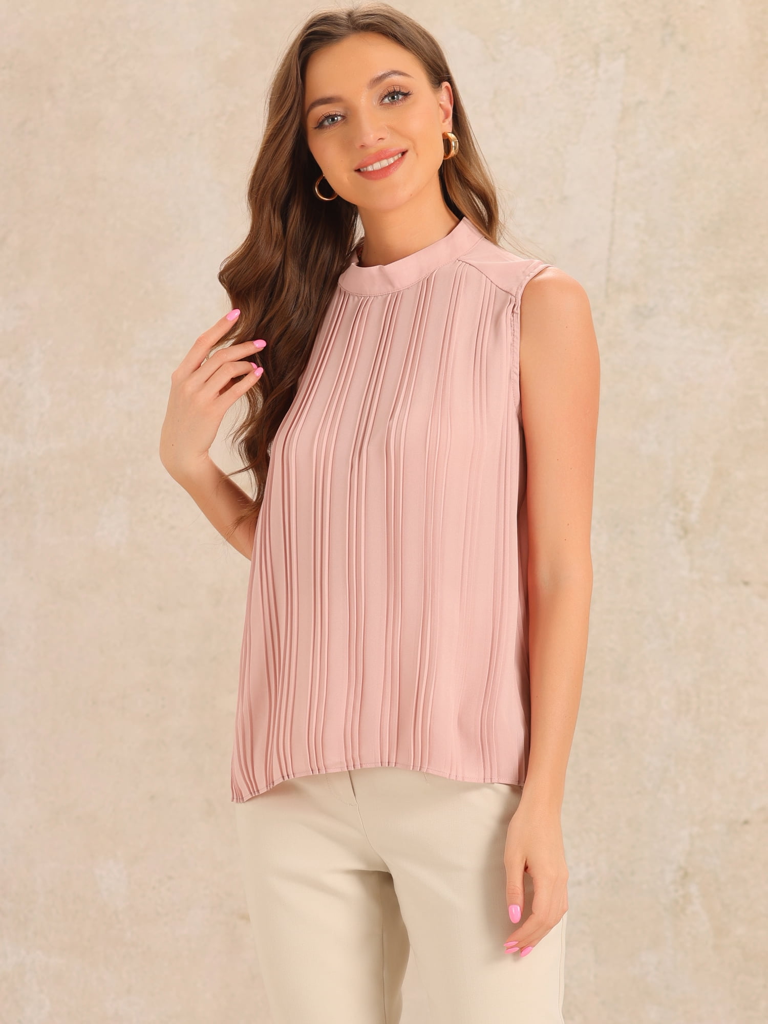 DARING DIVA Women's Work Business Casual Tank Top L Pink