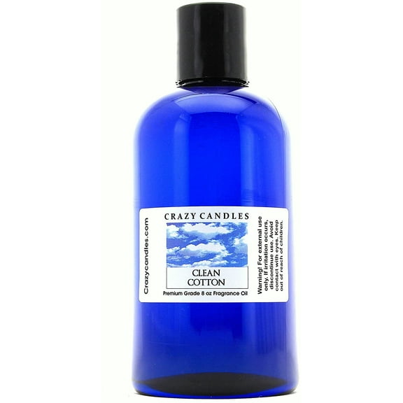 Crazy Candles 8oz Clean Cotton 8 Fl Oz Bottle (237ml) Premium Grade Scented Fragrance Oil Made in USA