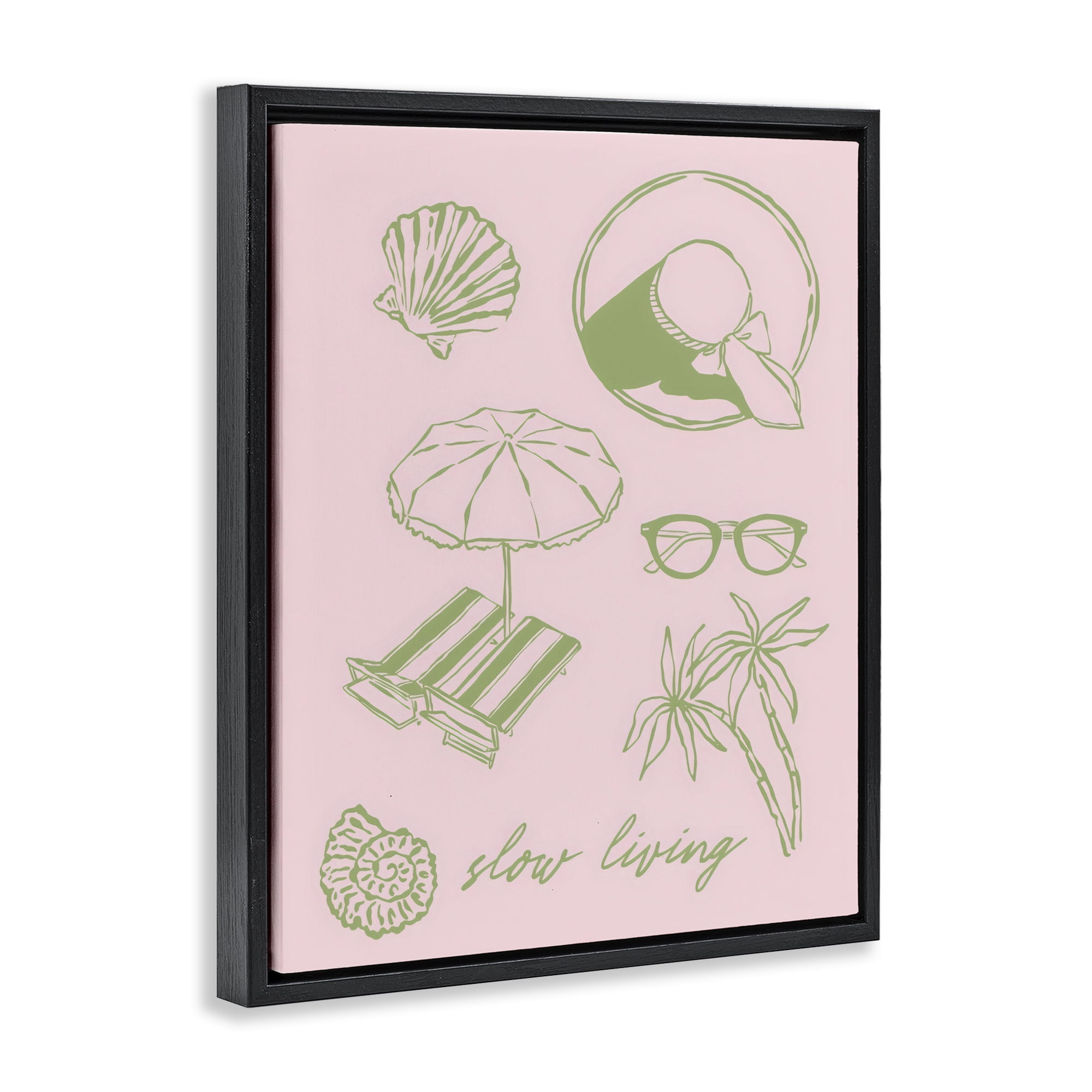 Stupell Industries Slow Beach Living Black Framed Floater Canvas Wall Art, design by The Prints Vibe