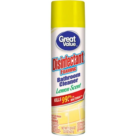 Great Value Disinfectant Foaming Bathroom Cleaner, Lemon Scent, 22 oz