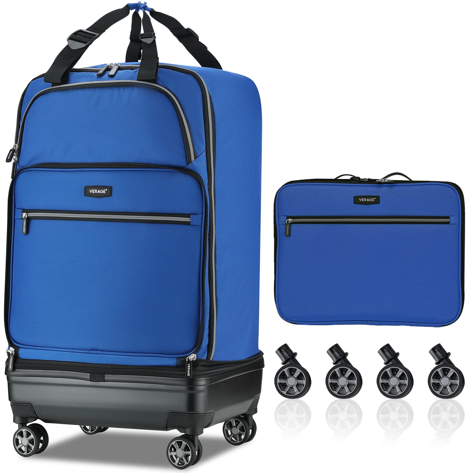 Verage Expandable Foldable Luggage Bag Collapsible Suitcases Rolling Travel Duffel Bag Lightweight Larger Suit Case with Detachable Spinner