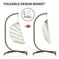 thumbnail image 6 of RADIATA Outdoor Foldable Hanging Egg Chair with Stand, PE Wicker Swing Chair with Cushion and Headrest, 350 lbs Capacity, Beige, 6 of 10