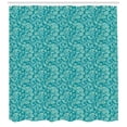 thumbnail image 3 of Ethnic Shower Curtain, Leaves Vintage Pastel Paisley Old Fashioned Historical Motifs in Blue Shades, Fabric Bathroom Set with Hooks, 69W X 84L Inches Extra Long, Turquoise Teal, by Ambesonne, 3 of 3