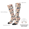 thumbnail image 4 of Xecao Watercolor Plants print thigh-high socks, crafted for both men and women with a stretchy, high-opaque design perfect for daily wear, 4 of 6