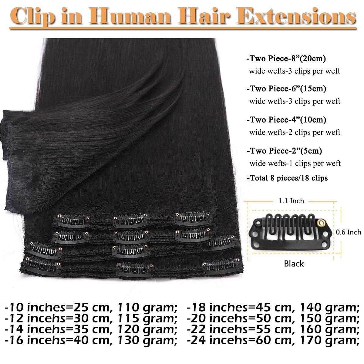 SEGO Clip in Hair Extensions Human Hair 100% Real Remy Hair 10-24 inch Full Head Thick Hair Pieces Silky Straight Balayage Hair Cleanrance