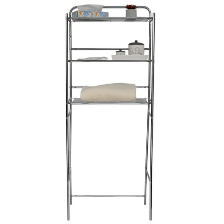 Home Basics 3 Tier Steel Space Saver Over the Toilet Bathroom Shelf Chrome