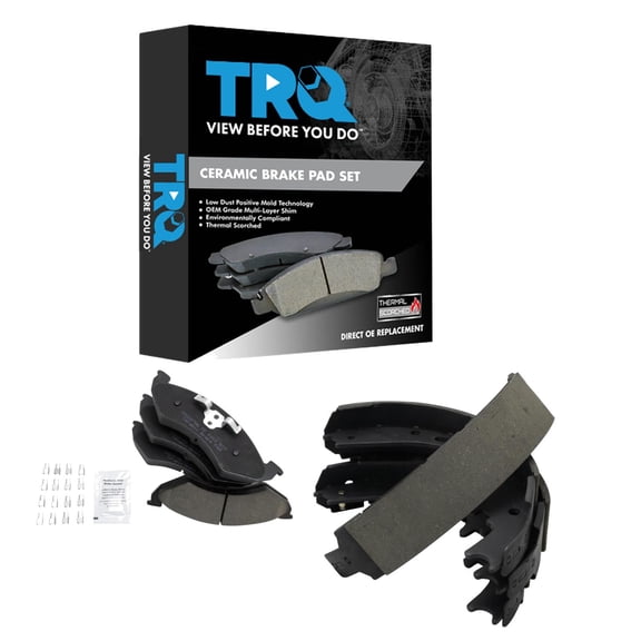 TRQ Front Rear Brake Pads Ceramic Hardware Fits 2000-2002 Dodge Dakota 2000-2002 Durango
