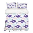 thumbnail image 2 of 3D púrpura azul rosa delfín Funda nórdica Juego de ropa de cama Funda nórdica Fundas de almohada, 2 of 2