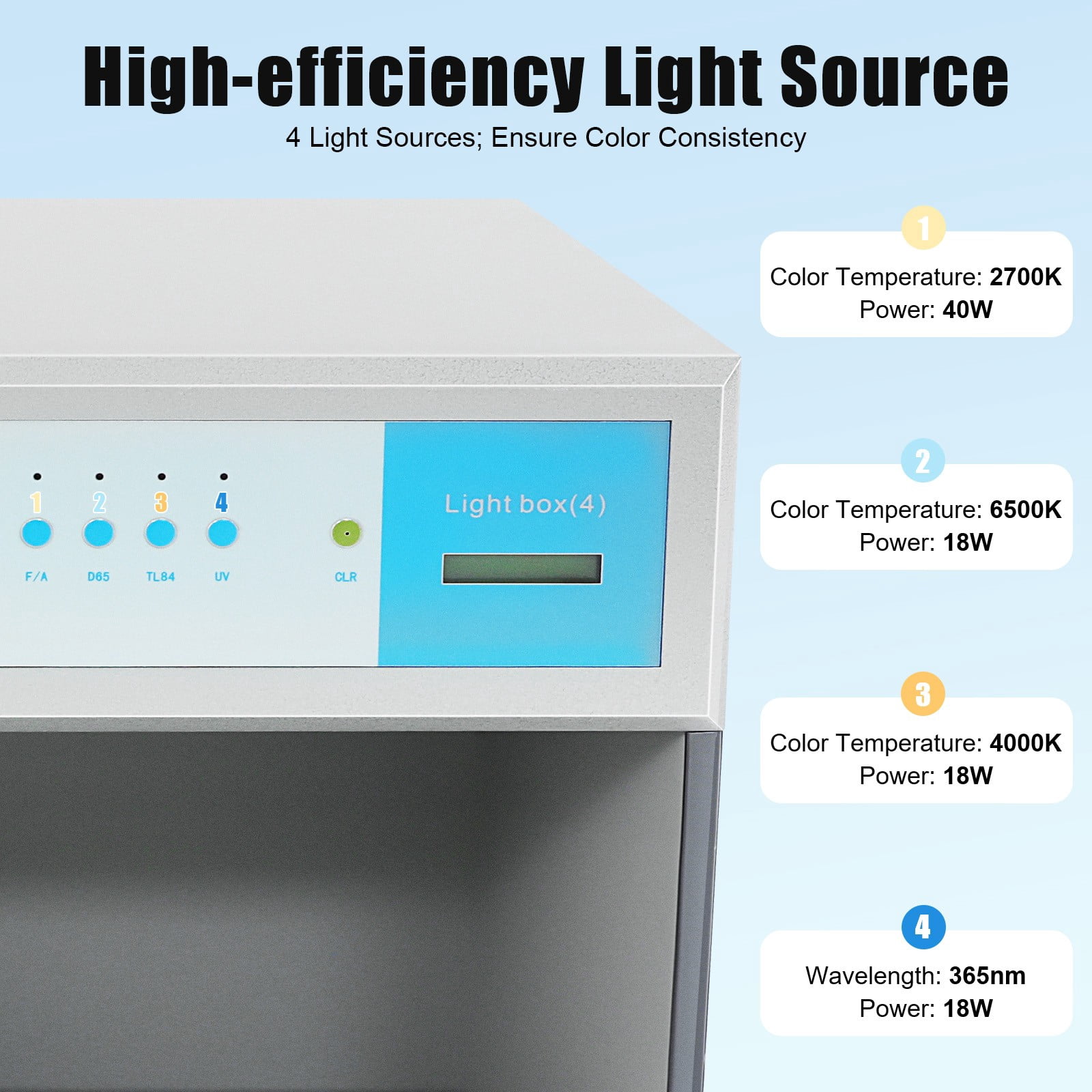 Light Booth for Matching Color Assessment Cabinet,Lab Color Matching Light Box Silver Rectangular