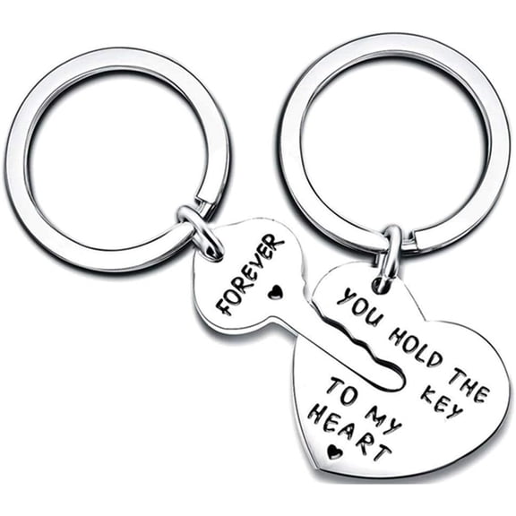 Couples Keychain Set, You Hold The Key to My Heart Forever Keychain Charm Jewelry Gift for Boyfriend Girlfriend Anniversary Wedding Valentine Birthday Gift