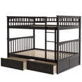 thumbnail image 3 of Newest Full over Full Bunk Bed with Drawers, Convertible to 2 Separate Beds - Solid Pine MDF, Espresso Finish, Fence Guardrails, for Teens Room​, 3 of 7