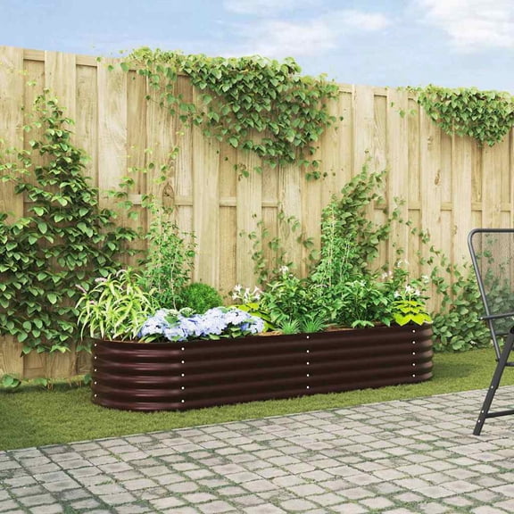 vidaXL Raised Bed Brown 94.49 x 31.50 x 17.32 in Steel
