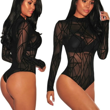 

Fatuov Womens Lingerie Sets Womens Sexy Black Sheer Mesh Geometric Lingerie Bodysuit Leotard Underwear On Clearance