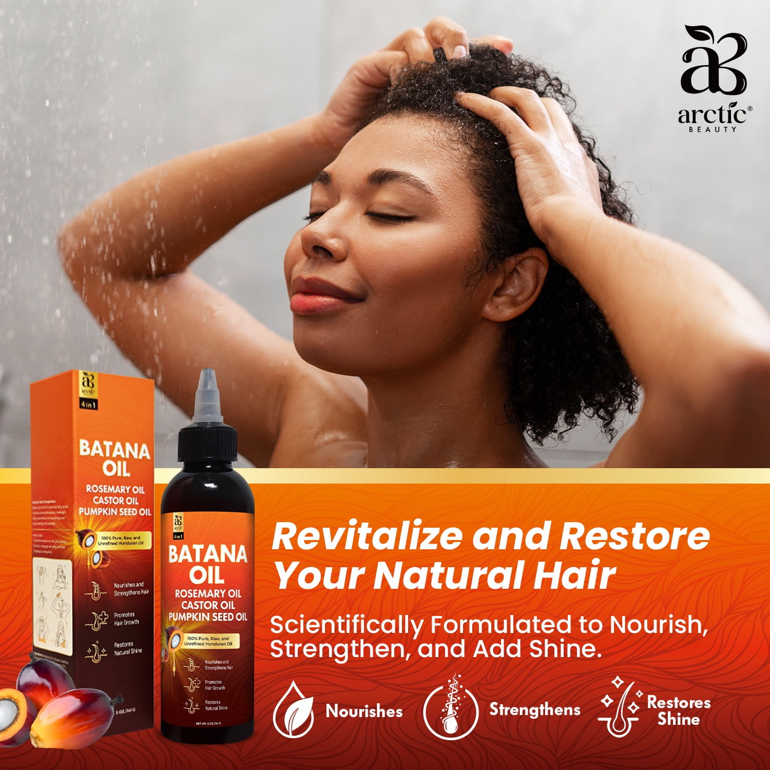 Arctic Beauty Batana Oil, Organic Hair & Scalp Care with Rosemary, Castor & Pumpkin Seed Oil, 5 oz