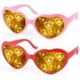 thumbnail image 1 of SHAR Two Pink 3D Heart Glasses for Special Effects and Light Diffraction, 1 of 5