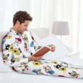 thumbnail image 4 of Mens Pajamas Set, French Bulldog Coffee Cup Button Down Long Sleeve Loungewear Sleepwear Pjs sets for Men, 4 of 5