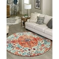 thumbnail image 6 of Wonnitar 4'Round Bohemian Medallion Rug,Oriental Distressed Small Round Area Rug Vintage Washable Entryway Foyer Mat Non-Slip Non-Shedding Low-Pile Sofa Bathroom Carpet, 6 of 6