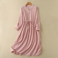 thumbnail image 1 of Gspmoly Robes d'Été pour Femmes, Robe Longue à Manches Longues à Col Rond en Mousseline et Maille Unie pour Femmes, Robes d'Été pour Femmes Économies, 1 of 8