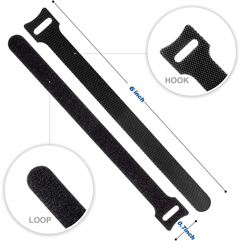 NOGIS 6 Inch Cable Tie Reusable Black 60 Pack Straps Adjustable