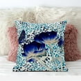 thumbnail image 2 of Three Roses with Butterfly Throw Pillow with Removable Cover in Electric Blue Cream Off-White 20x20, 2 of 8