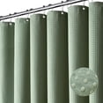 thumbnail image 2 of Dynamene Cortina de ducha verde salvia – Cortinas de ducha de tela gruesa con textura de gofre para baño, 256 g/m², juego de cortinas de baño de tela de poliéster con 12 ganchos de plástico, 72 ancho, 2 of 4