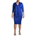 thumbnail image 3 of Ella Samani Women's Plus Size 3/4 Sleeve Dress with Tie Neck, 3 of 6