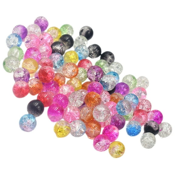 KALLORY 100Pcs Crackle Glass Beads Assorted Color Round Beads for Jewelry Making and DIY Enthusiasts