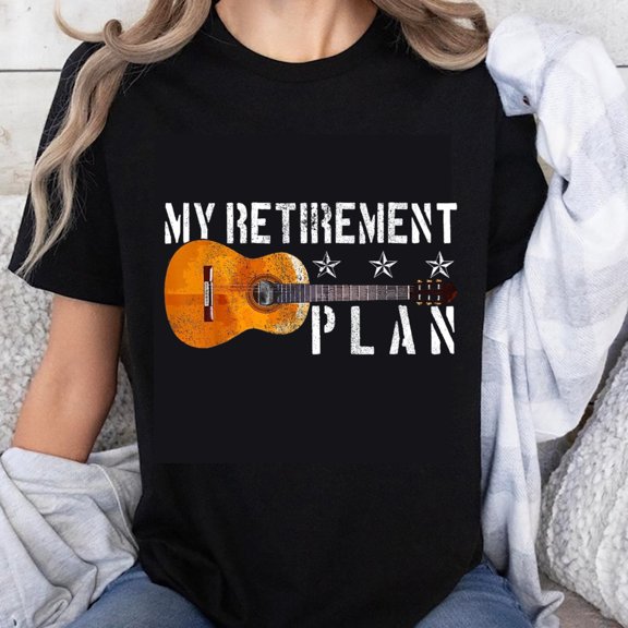 100% Cotton My Retirement Plan Guitar Music Lover Funny Shirt for Men Women Casual T-Shirt Country Music Fan Gift