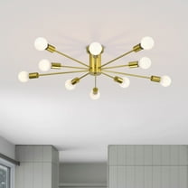Pimlin 38 in. 10-Light Indoor Matte Gold Finish Semi-Flush Mount Ceiling Light