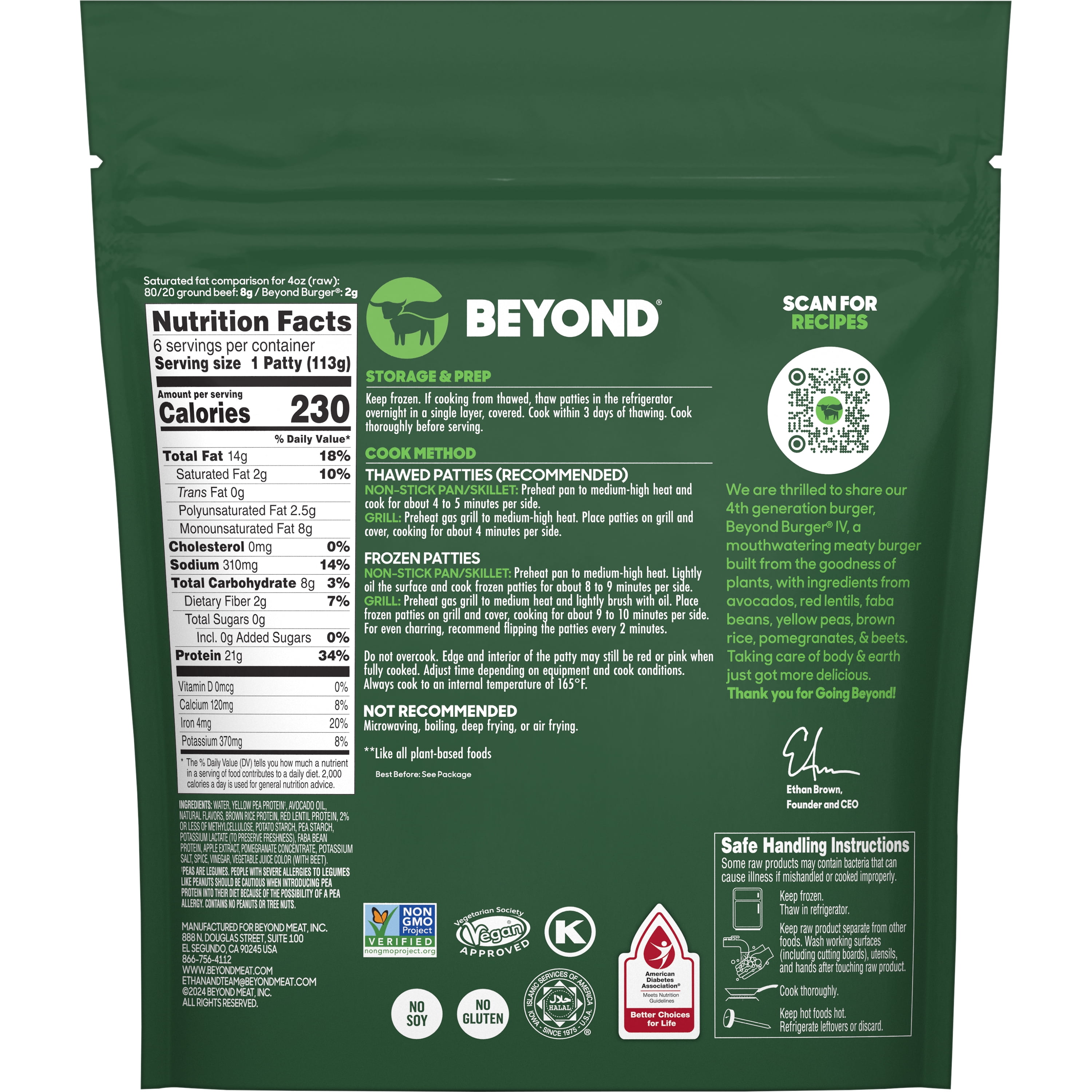 Beyond Meat Beyond Burger Plant-Based Patties 6 pk, 24 oz