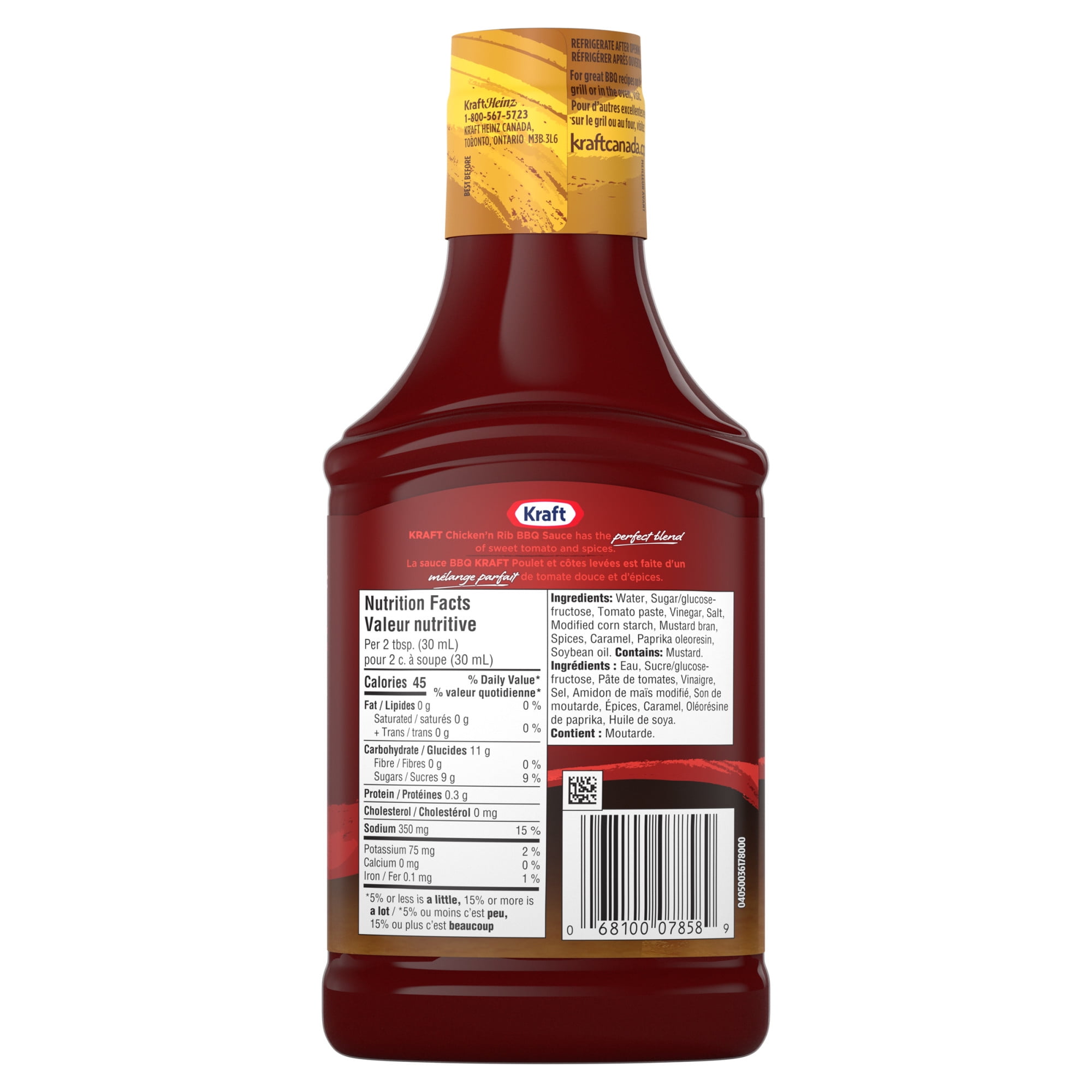 Kraft Chicken & Rib BBQ Sauce, 455 ml Bottle