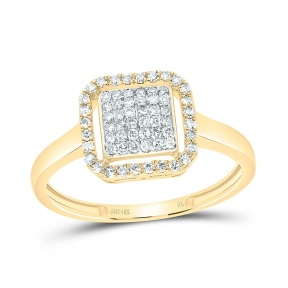 10kt Yellow Gold 1/4 Cttw Diamond Fashion Cushion Wedding Engagement Anniversary Ring, Women Size: 5-9