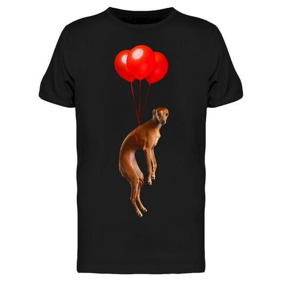 Red Greyhound Flying Balloons T-Shirt Men -Image by Shutterstock, Male XX-Large