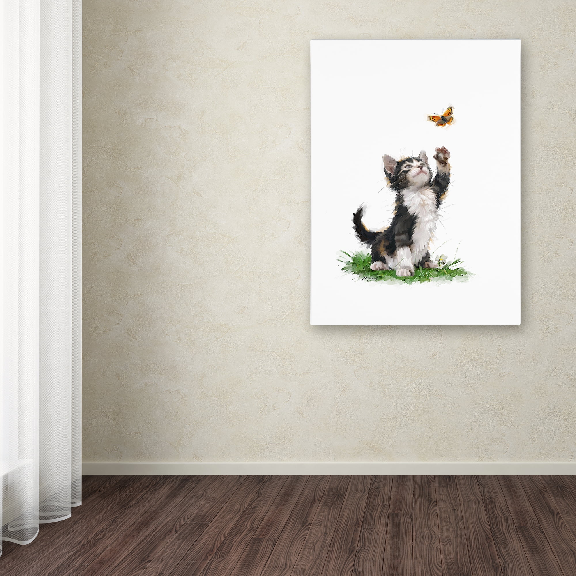 Trademark Fine Art 'Cat With Butterfly' Canvas Art by The Macneil Studio