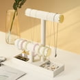 thumbnail image 4 of Coward Jewelry Holder Stand,2 Tier Necklace Bracelet Organizer with Tray,Jewelry Displays for Selling Bangles Scrunchie Hair ties Watches and Chains,Beige Velvet., 4 of 7