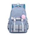thumbnail image 2 of Plaid Patchwork Backpack With Pendant, Nylon Laptop Daypack For Travel Commute, Lightweight Casual School Bag With Multi Pockets, Blue 30x42x23cm (Multicolor, 42*30*23CM), 2 of 9